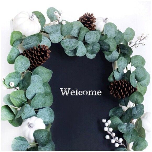 2pc Fall Festive White Pumpkin Pinecone Berry Garland/Table Runner / Home Decor - Picture 8 of 8